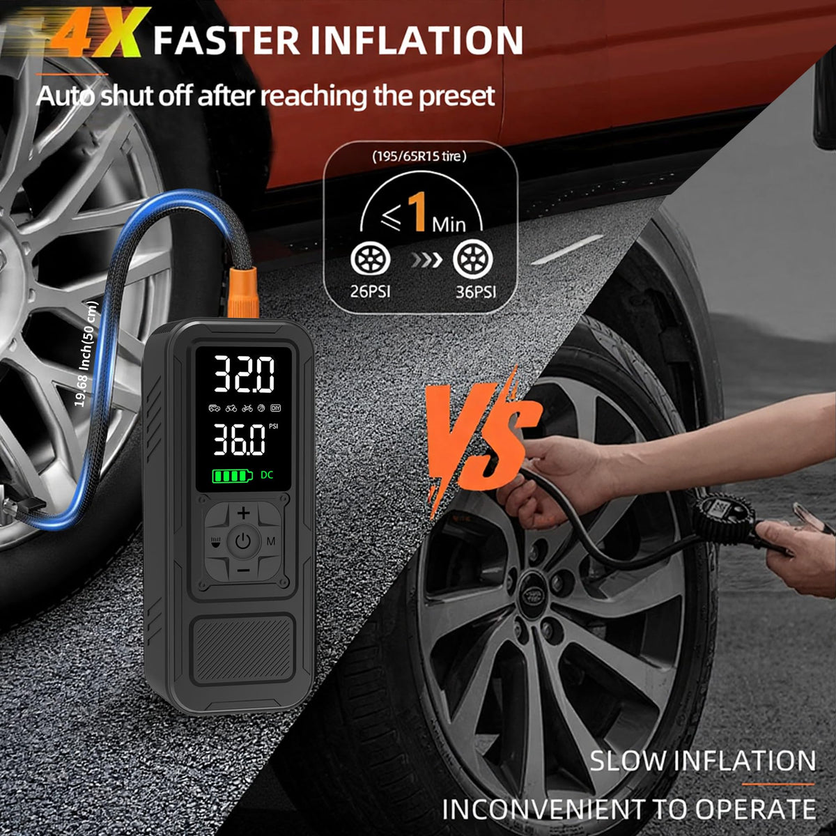 Portable Air Compressor 6000mAh 150PSI Tire Inflator B768
