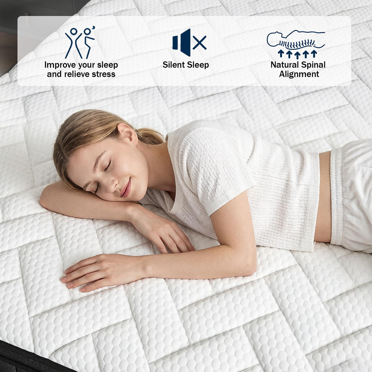 Queen 12 Inch Memory Foam Hybrid Pocket Spring Medium Firm Mattress Q1376