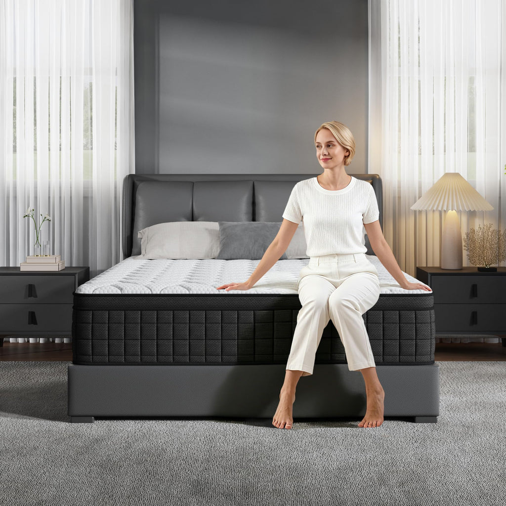 Queen 12 Inch Memory Foam Hybrid Pocket Spring Medium Firm Mattress Q1376