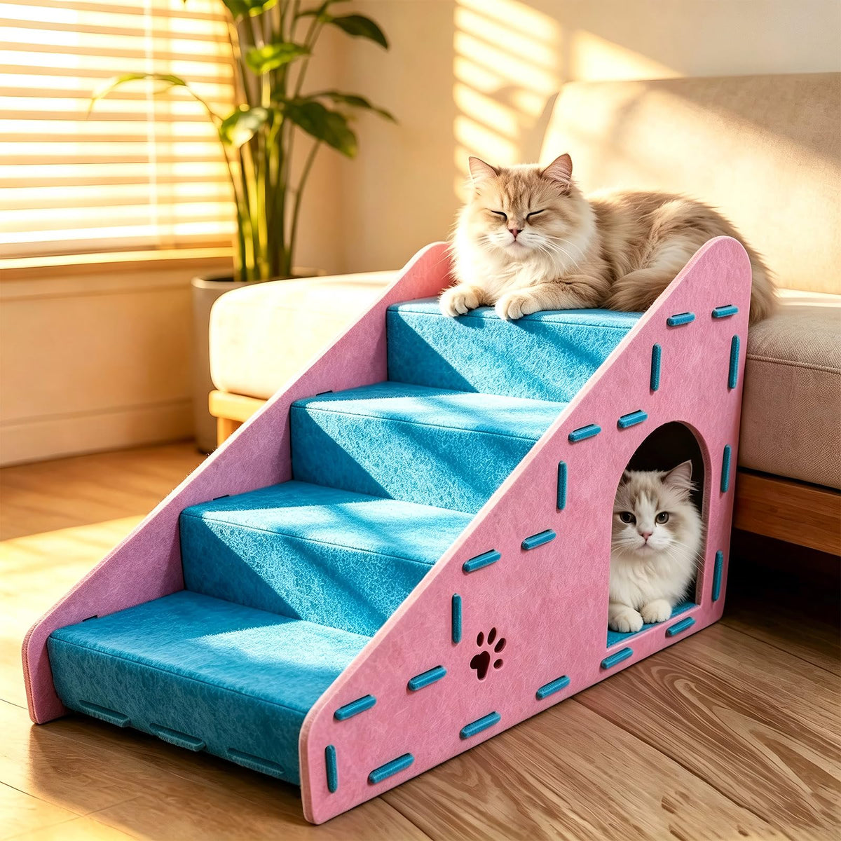 Felt 4-Step Foldable Pet Stairs W7880