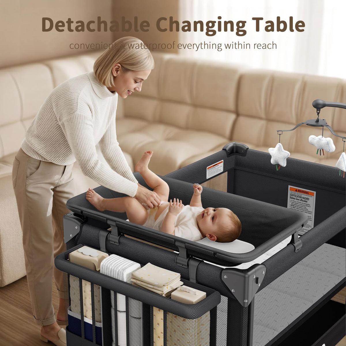 Baby Bassinet, Pack and Play, Bedside Crib Sleeper I561374