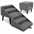 Foldable Dog Stairs Ottoman 2 in 1 Pet Steps with Storage S2836
