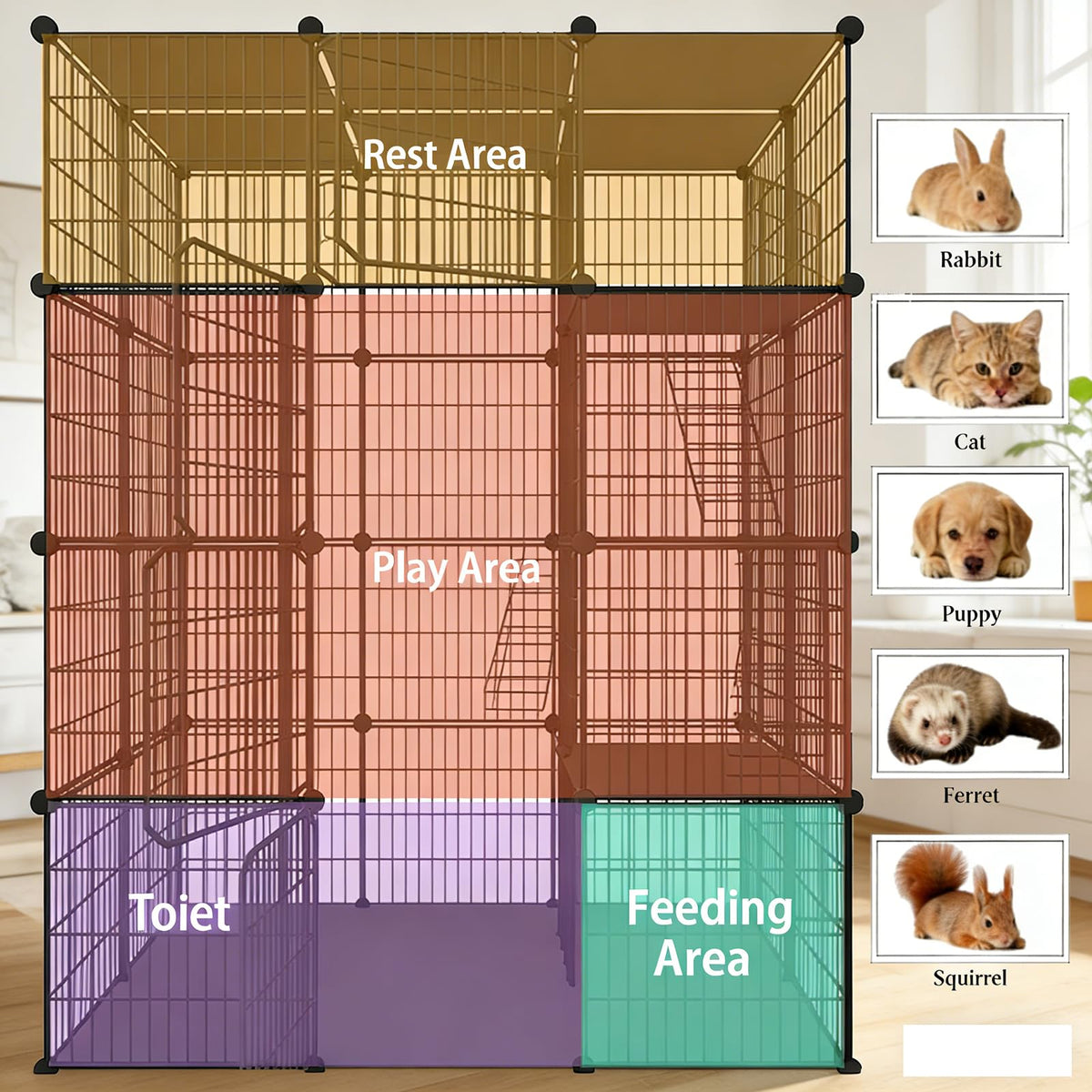 4-Tier Detachable Metal Wire Cat Cage G38619
