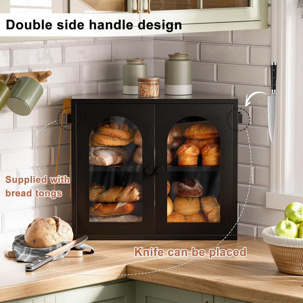 2 Tier Corner Bread Box with Acrylic Door S5711