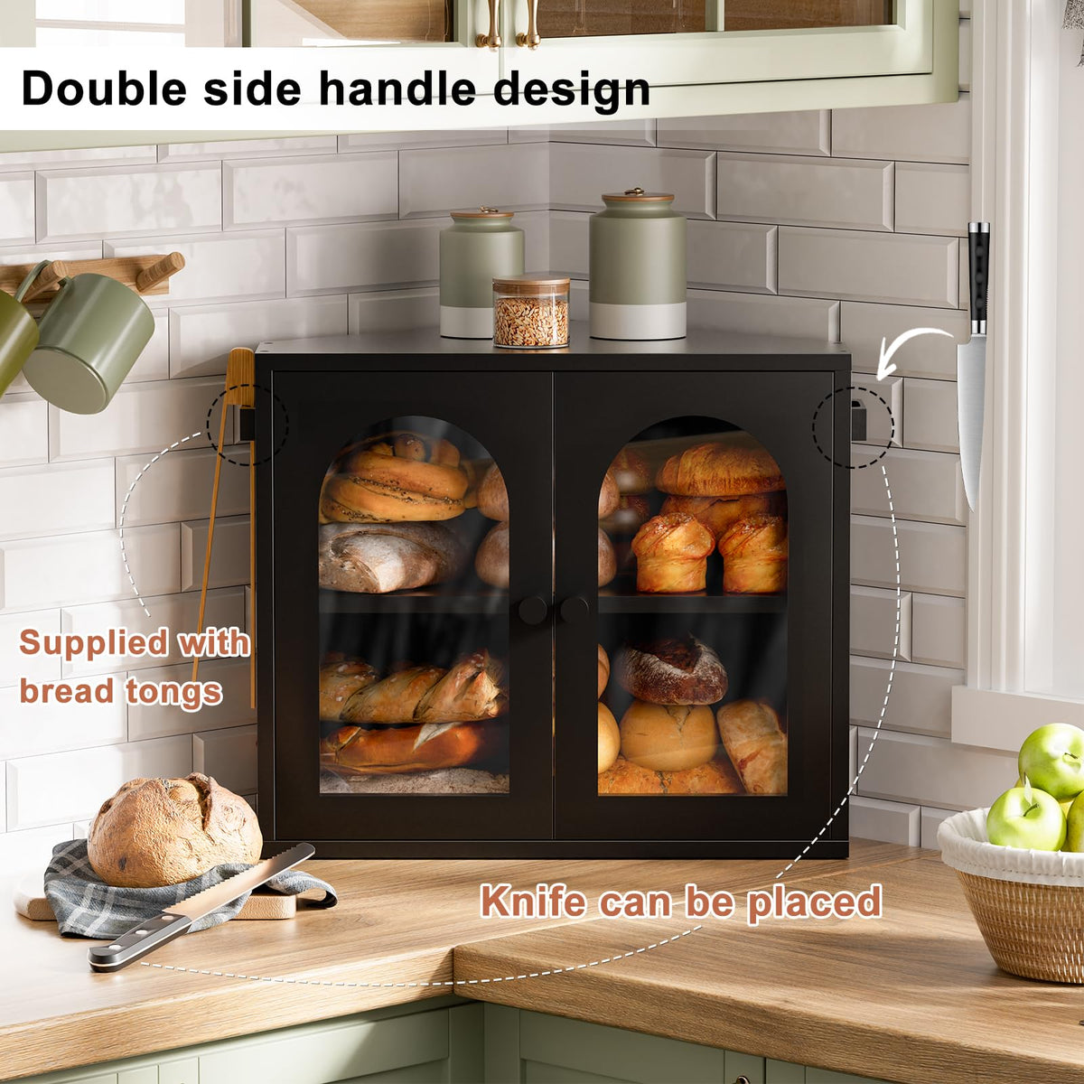 2 Tier Corner Bread Box with Acrylic Door S5711