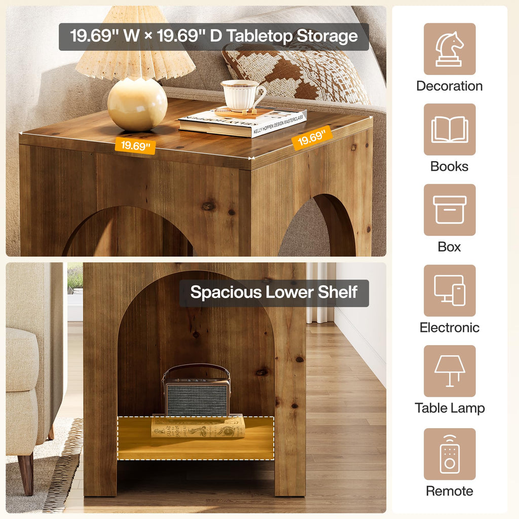 Farmhouse Wooden 2-Tier Side Table Set of 2 I40177
