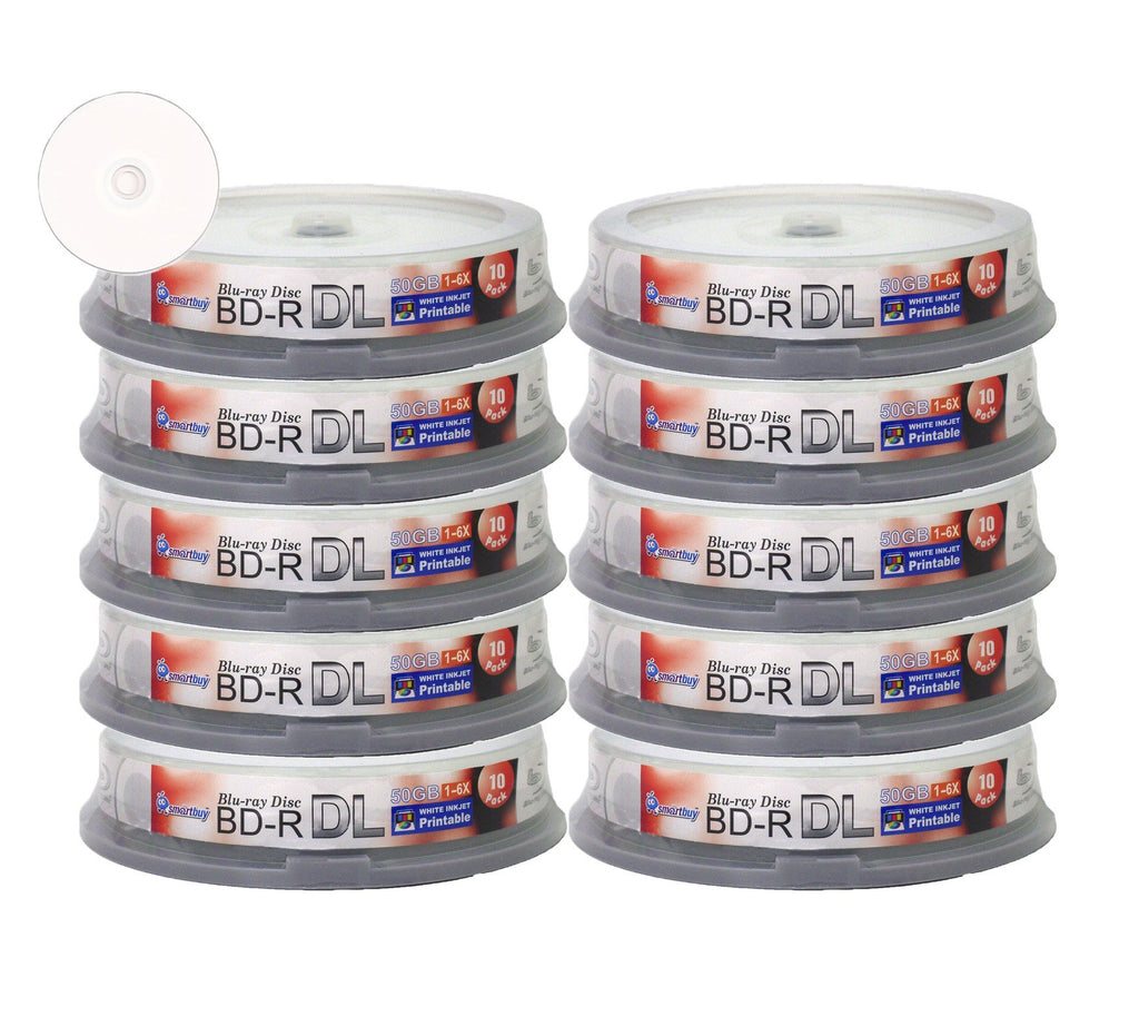 100 Pack White Inkjet Printable 50gb Blu-ray T2631
