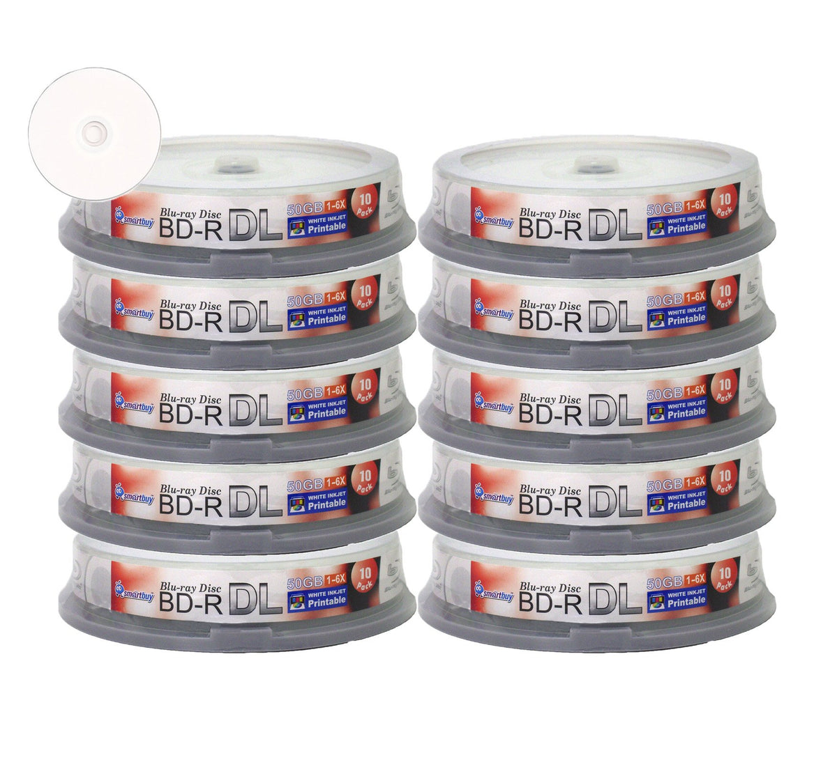 100 Pack White Inkjet Printable 50gb Blu-ray T2631