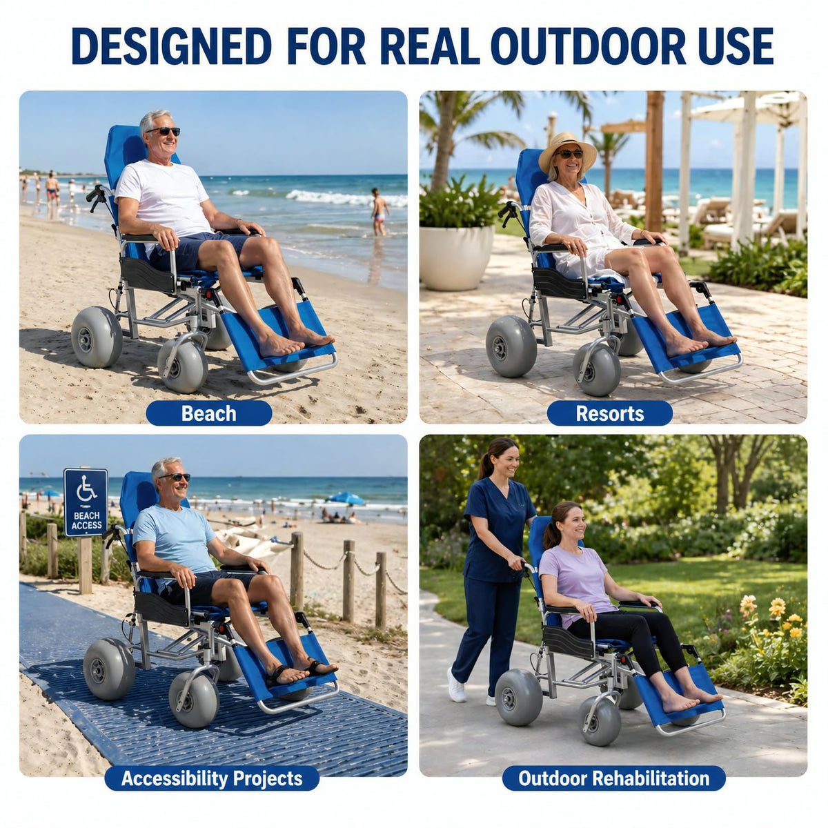 Beach Wheelchair with Balloon Tires Y2766