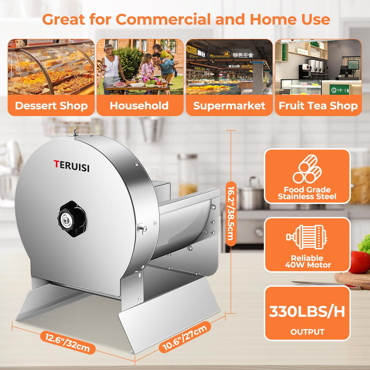 Electric Vegetable Slicer, Stainless Steel 2 IN 1 Manual & Electric Food Slicer X5612