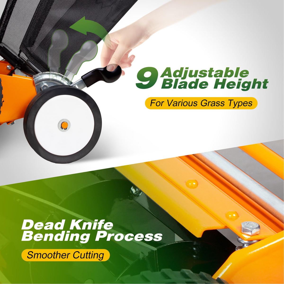 20-Inch 5-Blade Manual Reel Lawn Mower with Grass Catcher H7982
