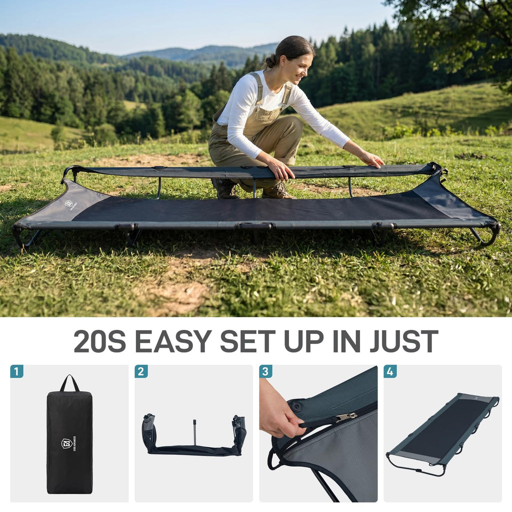 Ultralight Aluminum Camping Cot, Black G160552