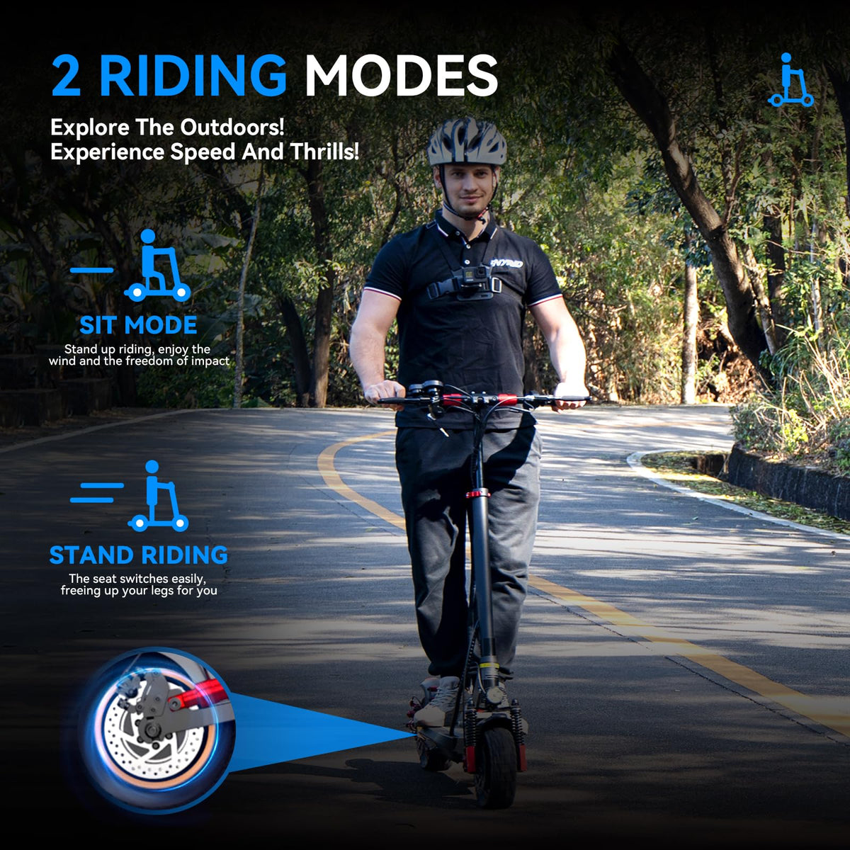 Electric Scooter with Seat 10 inch Off Road Foldable Q1647