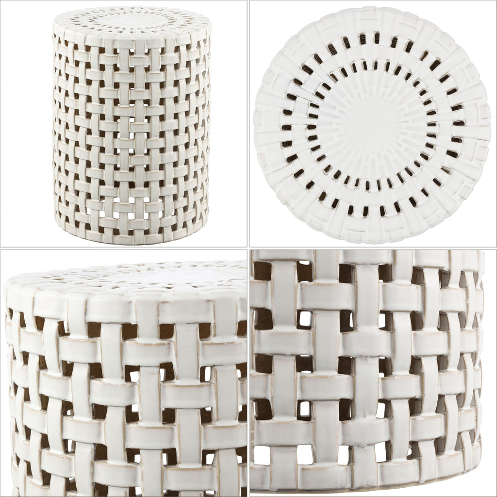 Cream Ceramic Decorative Accent Garden Stool Z4698