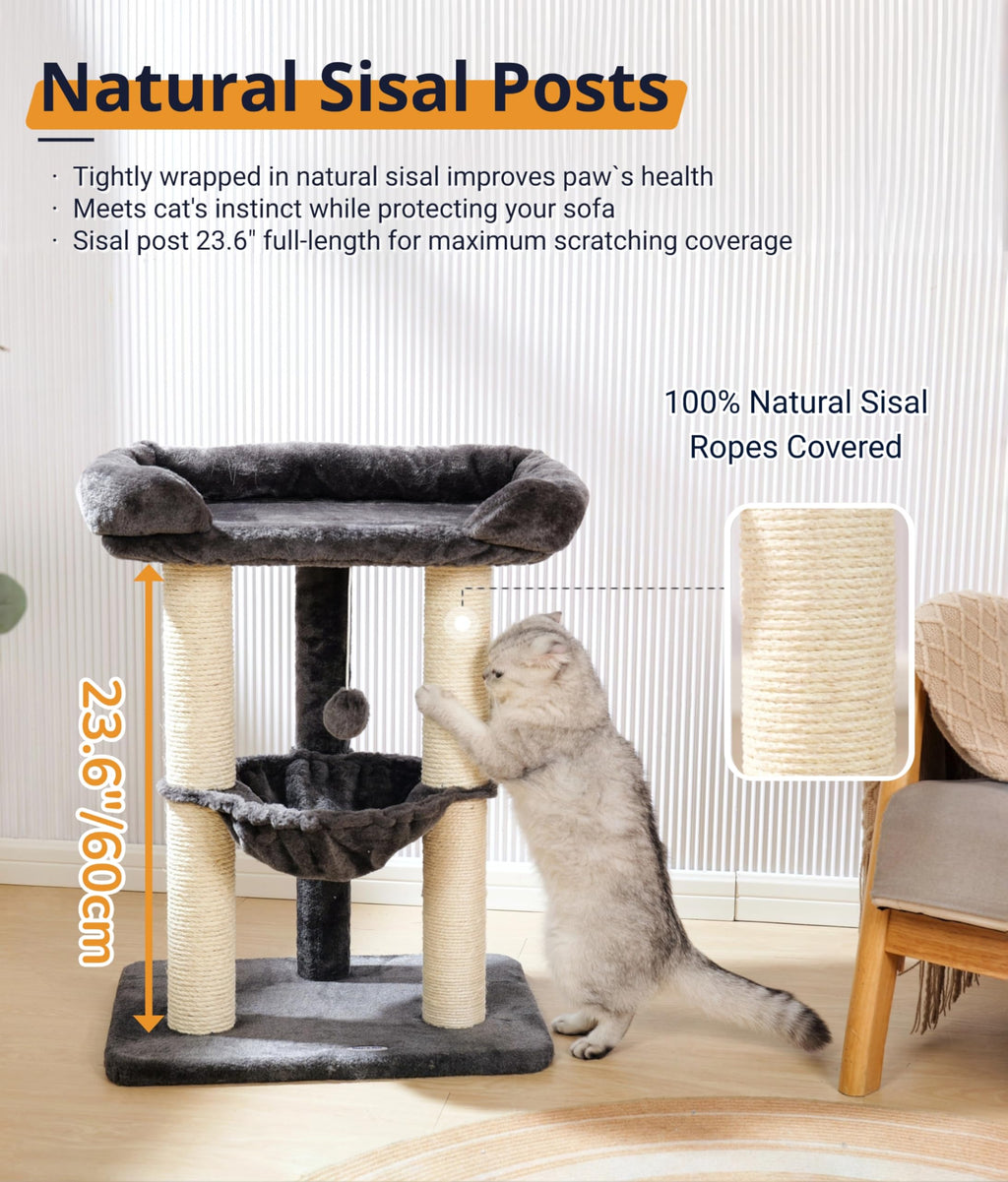 28" Cat Tree with Hammock and Removable Cover U9055