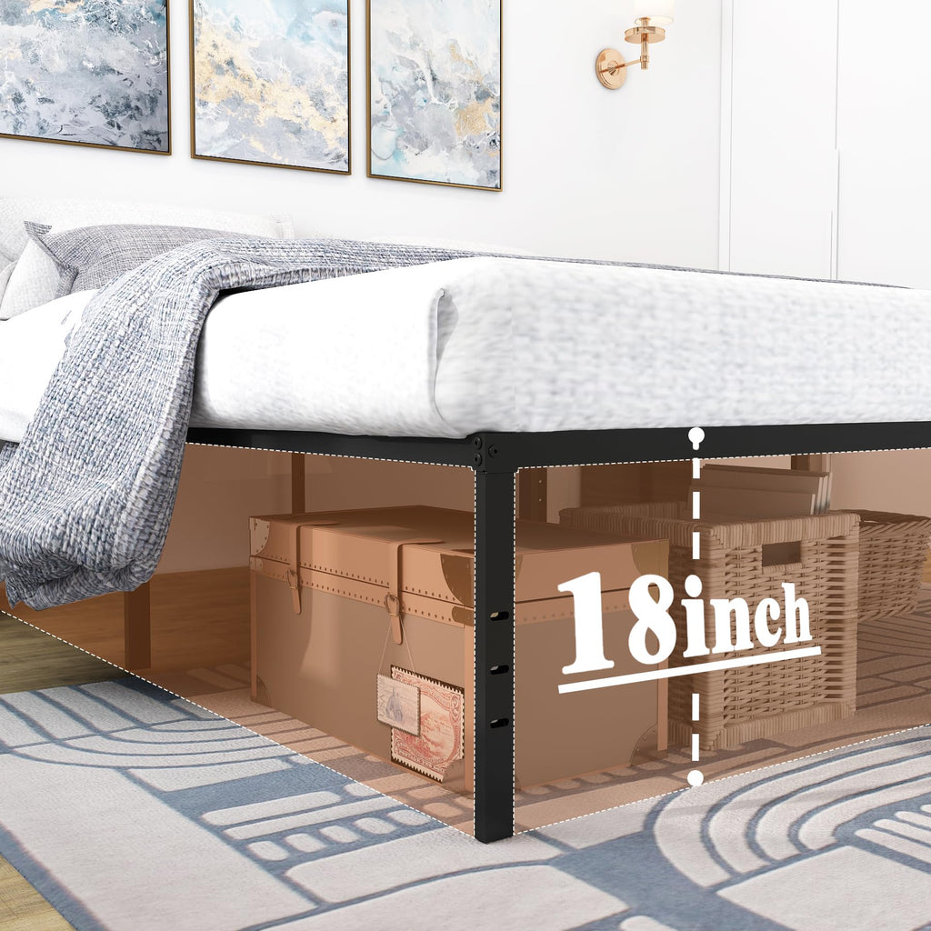 Black 18 Inch Metal Platform Full Bed Frame F315