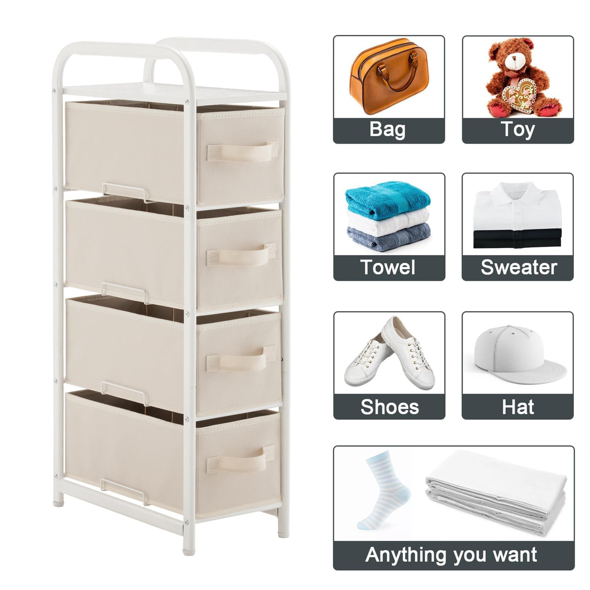 4 Drawer Narrow Fabric Dresser K712