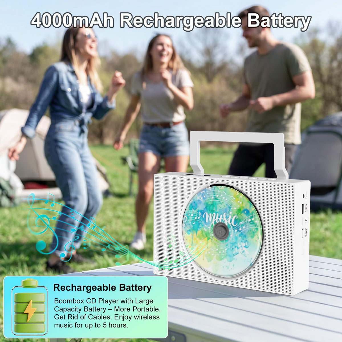 Portable CD Player with Bluetooth & Speakers Q776