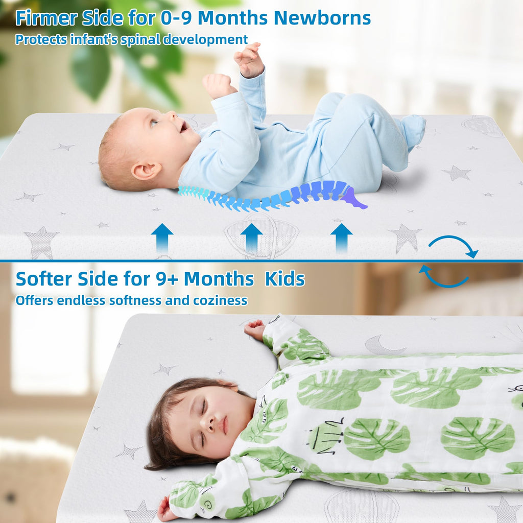 Pack and Play Mattress Pad 38"x26"x3" Dual-Sided I6956