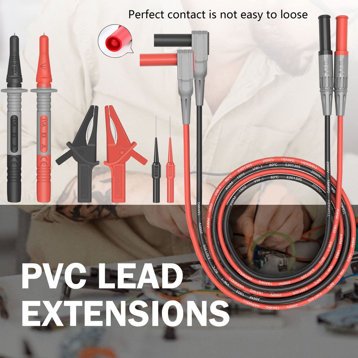 4mm Banana Plug Test Leads with Alligator Clips W296