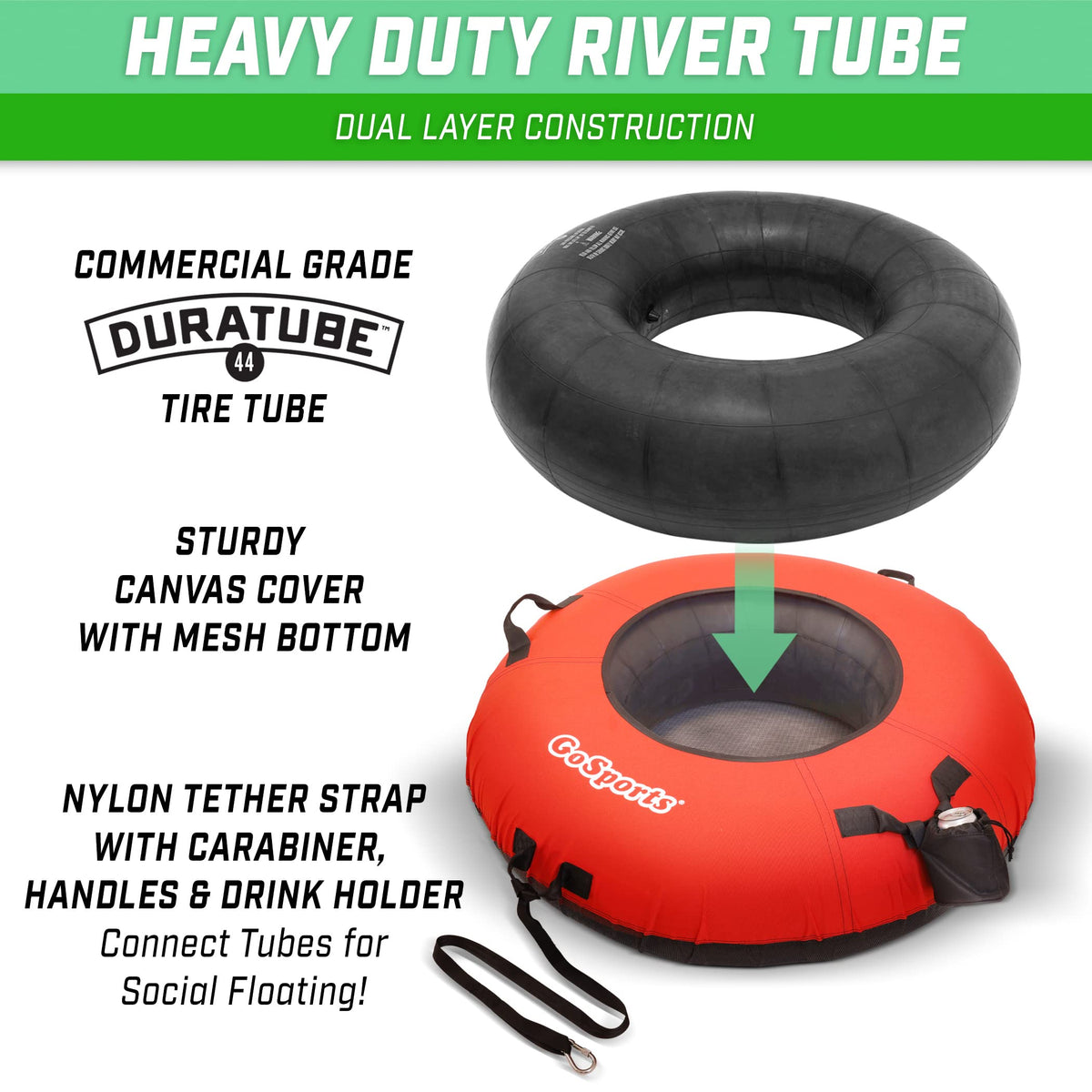 44 Inch Heavy-Duty River Tube with Canvas Cover D828276