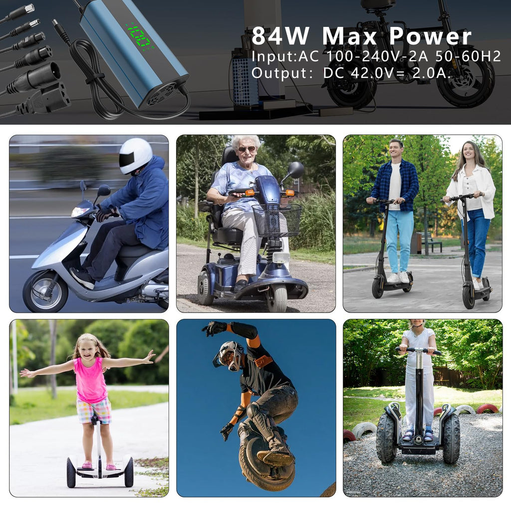 54.6V 2A Electric Scooter Charger with 6-in-1 Universal Plug V495