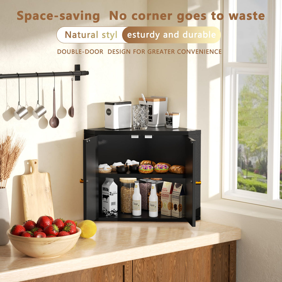 Black Corner Bread Box E5690