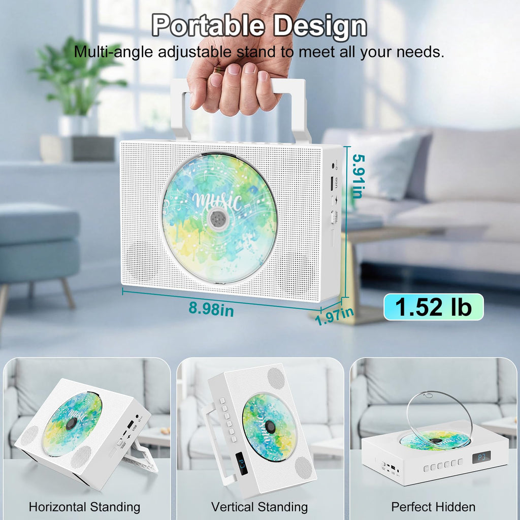 Portable CD Player with Bluetooth & Speakers Q776
