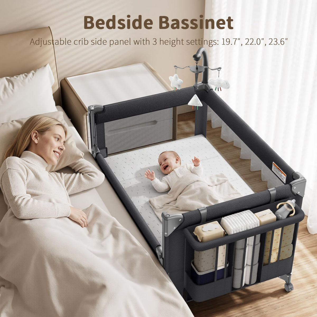 Baby Bassinet, Pack and Play, Bedside Crib Sleeper I561374