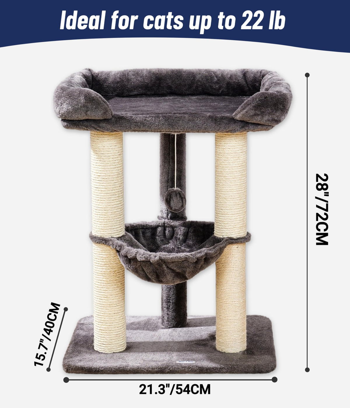28" Cat Tree with Hammock and Removable Cover U9055