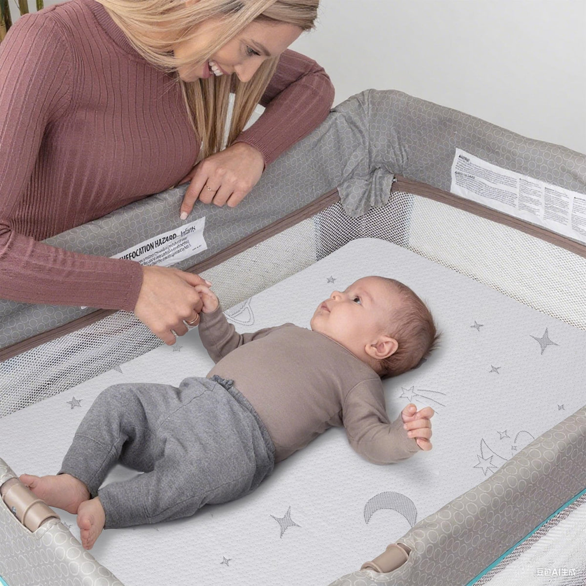 Pack and Play Mattress Pad 38"x26"x3" Dual-Sided I6956
