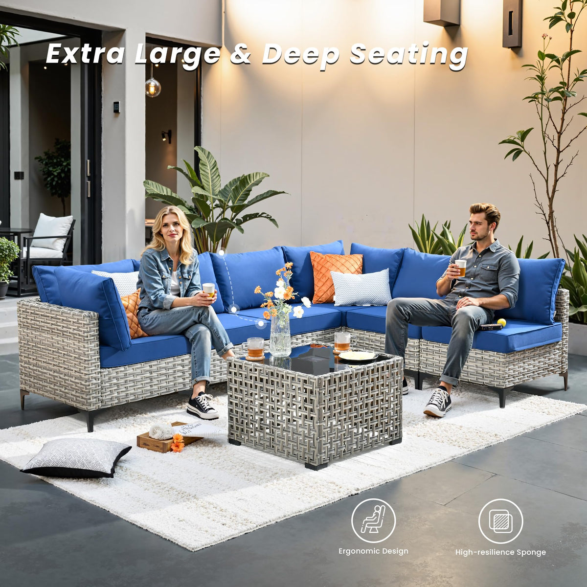 5 PCS Rattan Patio Conversation Set with Coffee Table G4435
