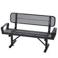 4FT Black Metal Garden Bench with Backrest O57161
