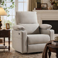 Oversized Power Swivel Rocker Recliner with Heating and Massage, Faux Leather, Grey R75185