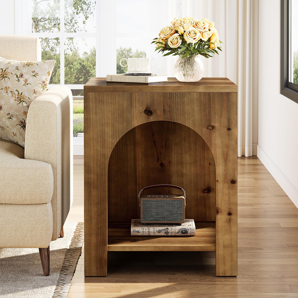 Farmhouse Wooden 2-Tier Side Table Set of 2 I40177