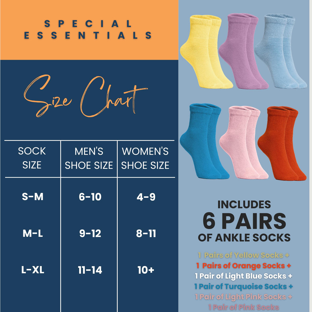 Women's Diabetic Ankle Socks, 6 Pairs, Non-Binding U7598