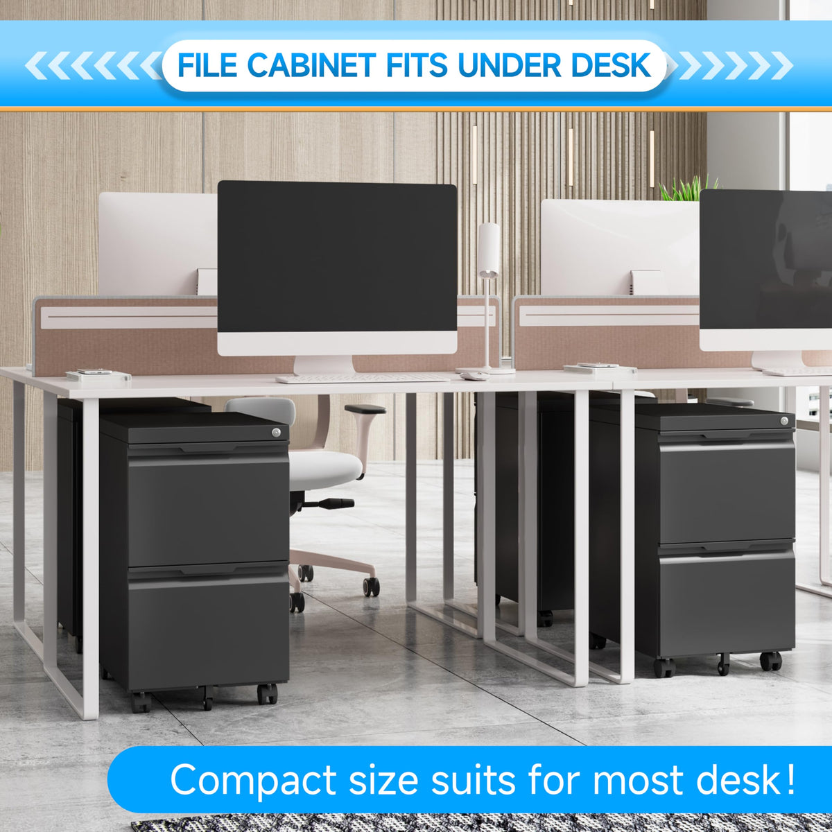 2 Drawer Mobile File Cabinet with Lock V5713