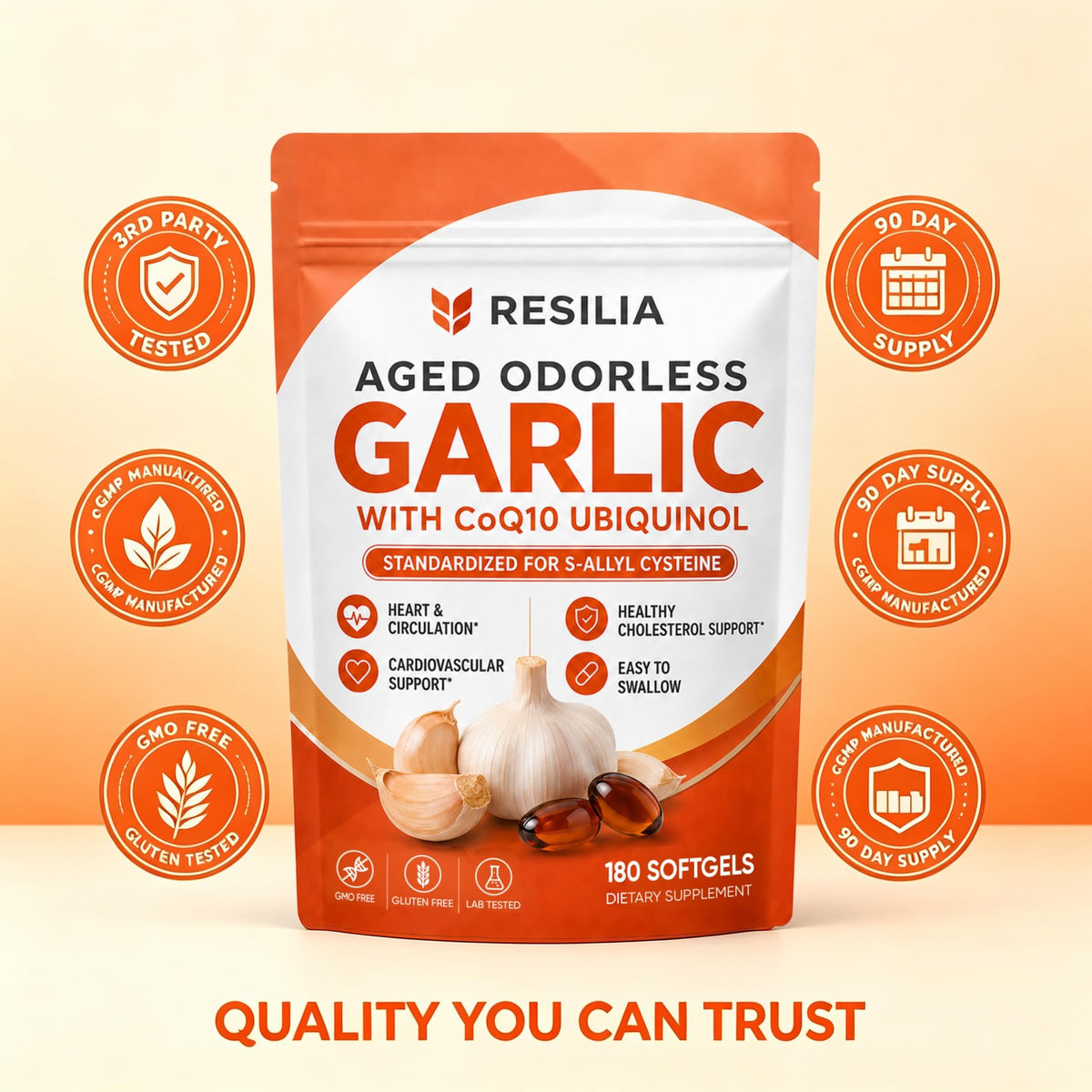 Aged Garlic Supplement 180 Softgels 1200mg L382