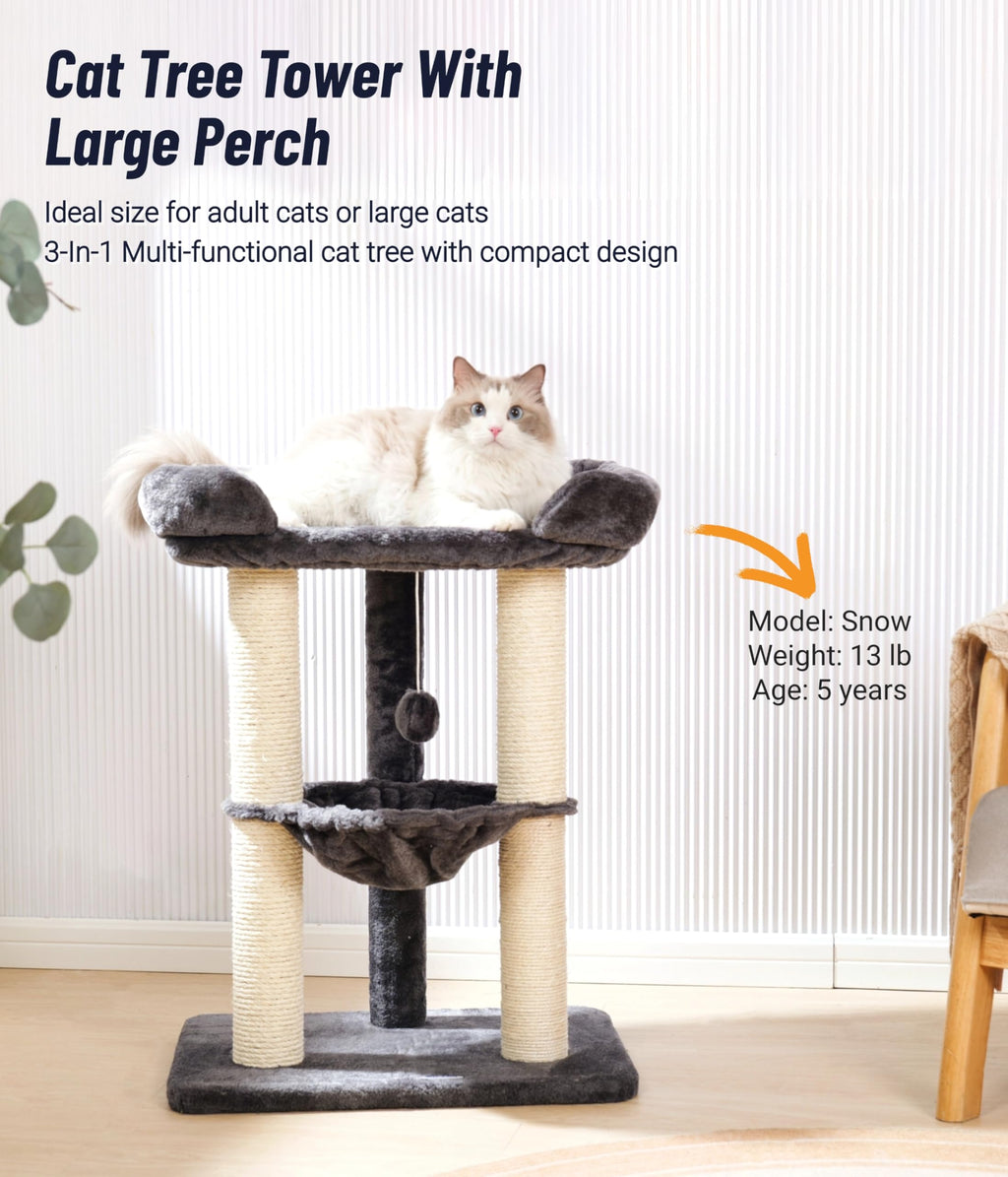 28" Cat Tree with Hammock and Removable Cover U9055