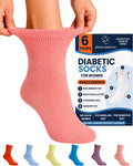 Women's Diabetic Ankle Socks, 6 Pairs, Non-Binding U7598