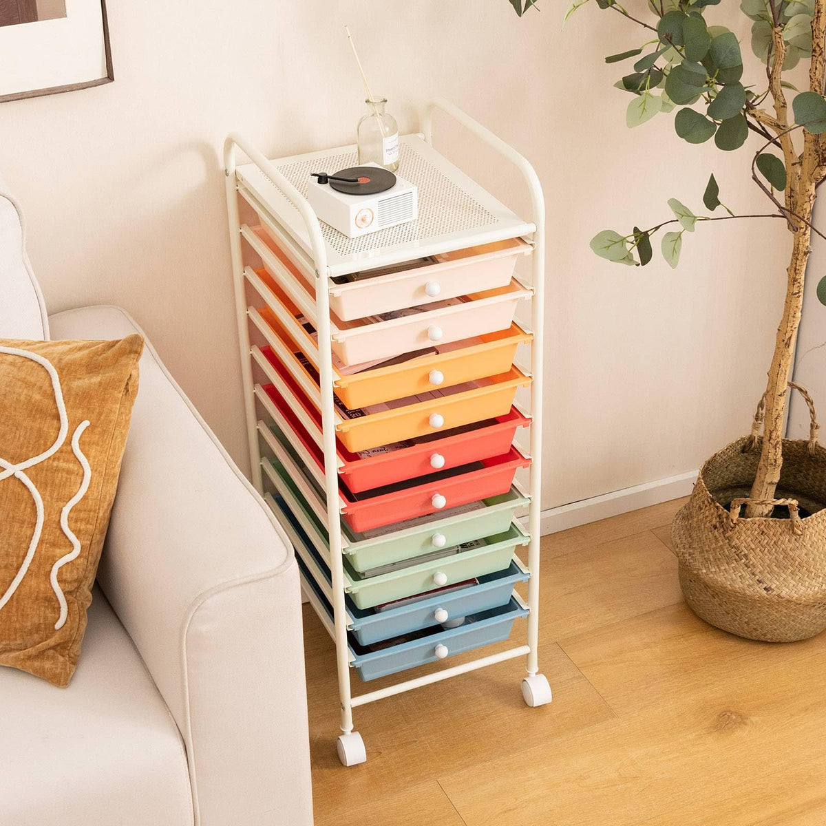 10 Drawers Rolling Storage Cart with Wheels D372