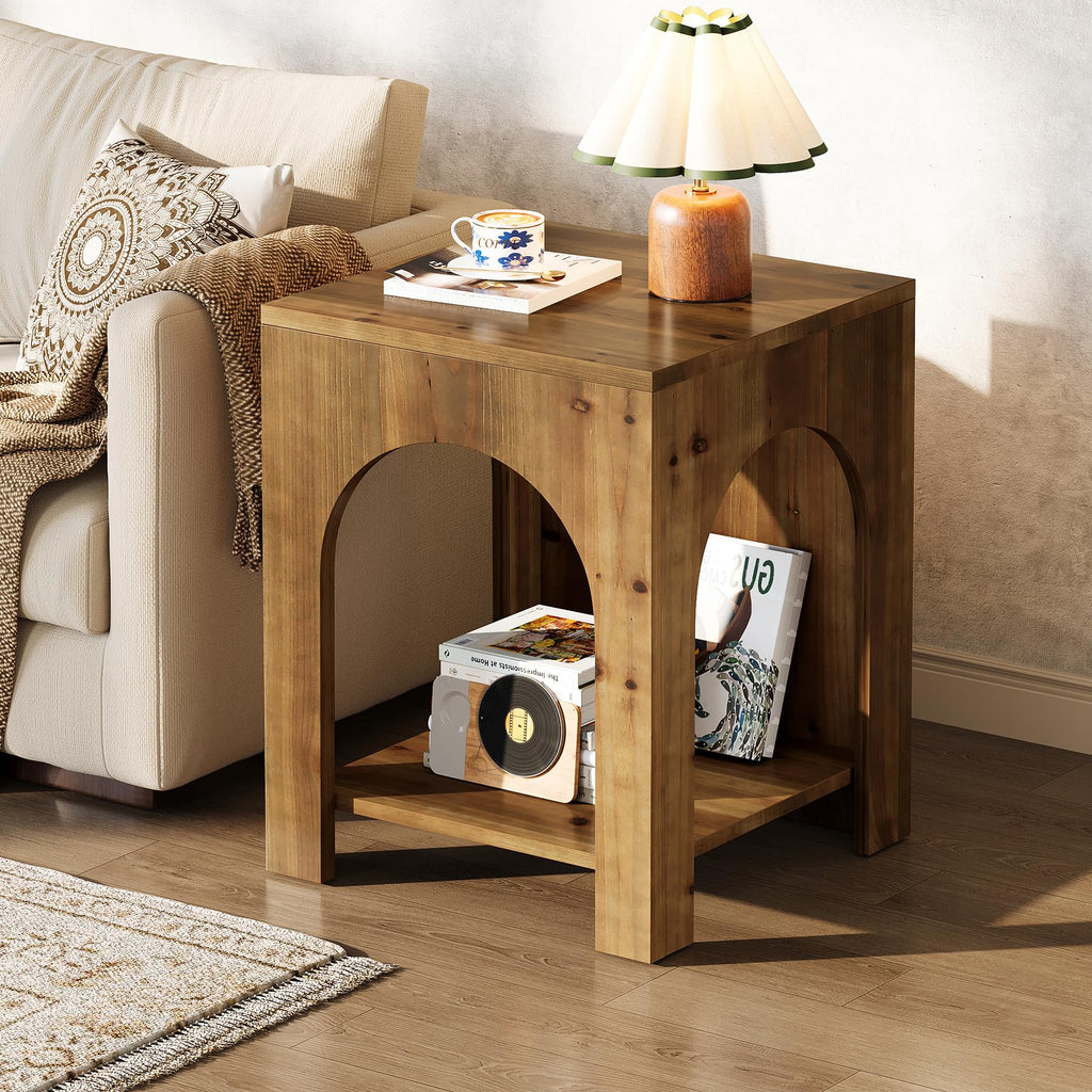 Farmhouse Wooden 2-Tier Side Table Set of 2 I40177