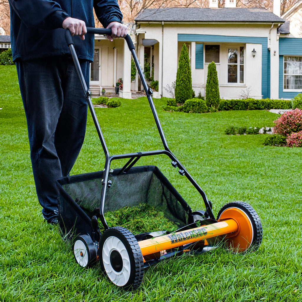 20-Inch 5-Blade Manual Reel Lawn Mower with Grass Catcher H7982