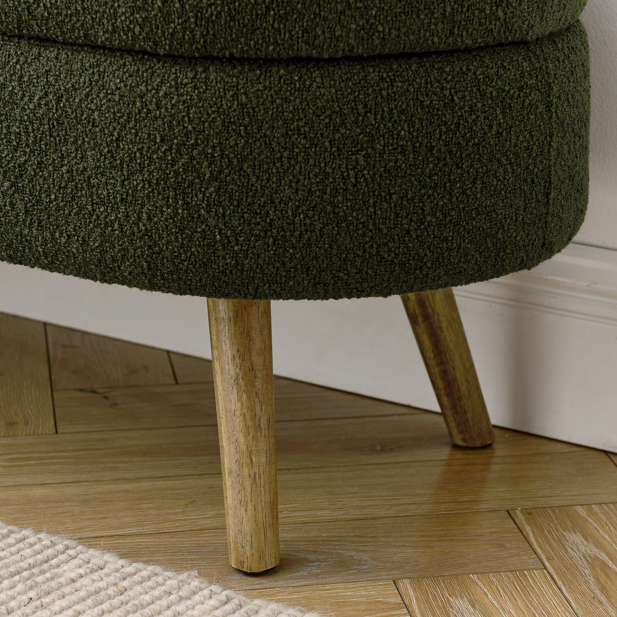Oval Storage Bench with Rubber Wood Legs Green X5704