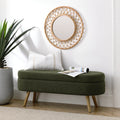 Oval Storage Bench with Rubber Wood Legs Green X5704