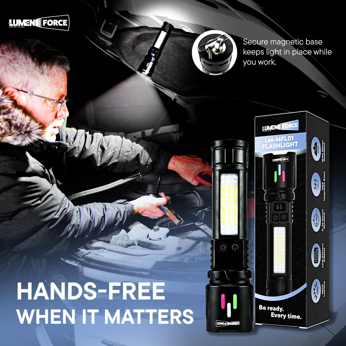 Magnetic Rechargeable Flashlight 1000 Lumen USB-C D9140