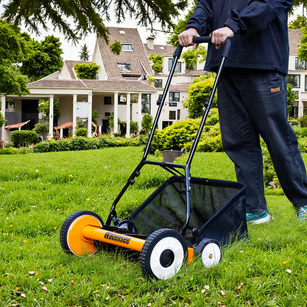 20-Inch 5-Blade Manual Reel Lawn Mower with Grass Catcher H7982