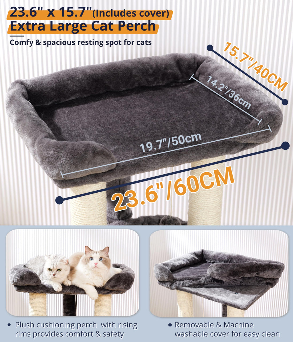 28" Cat Tree with Hammock and Removable Cover U9055