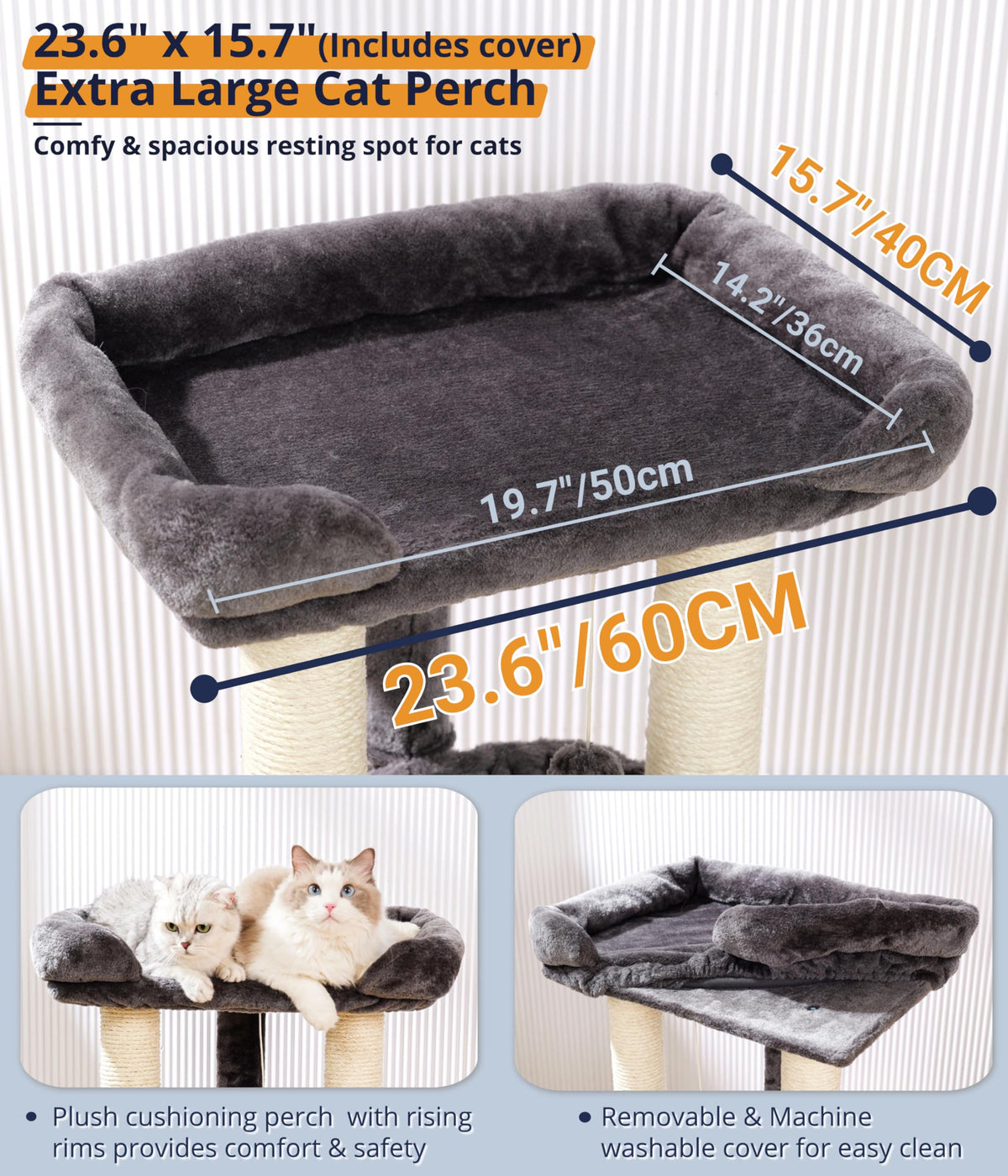 28" Cat Tree with Hammock and Removable Cover U9055