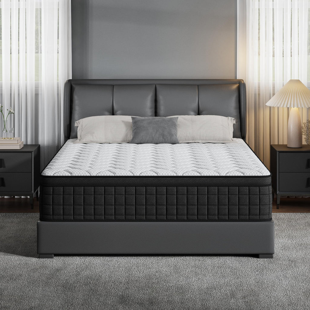 Queen 12 Inch Memory Foam Hybrid Pocket Spring Medium Firm Mattress Q1376
